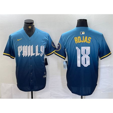 Men's Philadelphia Phillies #18 Johan Rojas Blue 2024 City Connect Limited Stitched Jersey